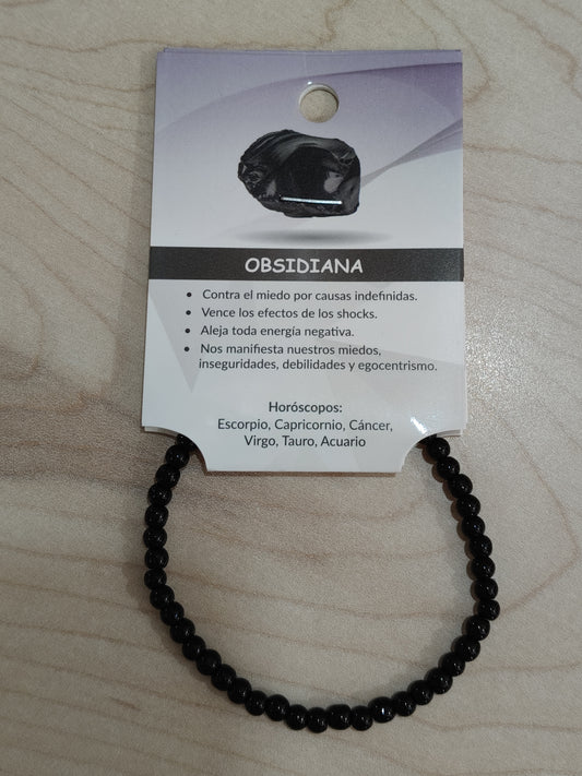Pulsera piedra natural Obsidiana 4mm