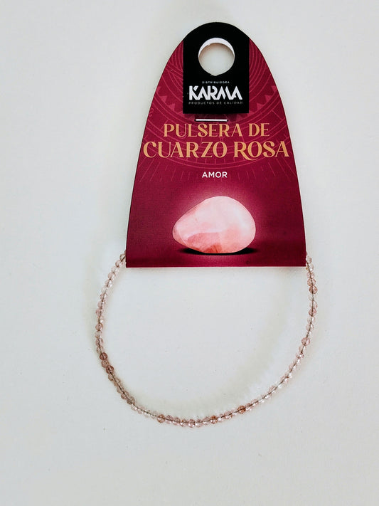 Pulsera de cuarzo rosa facetada de 2mm