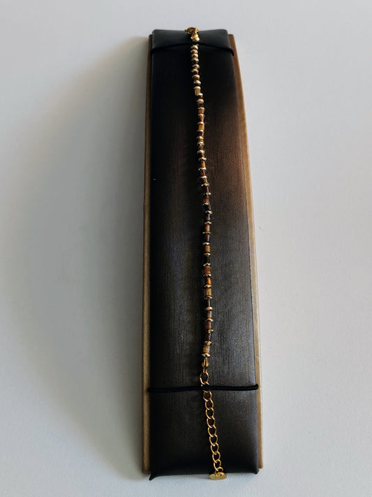 Bracelet en acier avec pierre naturelle Œil de Tigre