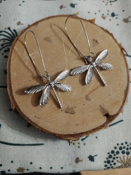 Boucles d'oreilles libellule en acier inoxydable