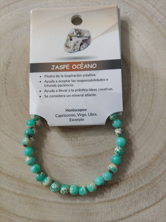 Pulsera piedra natural Jaspe océano 6mm