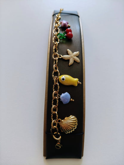 Pulsera acero inoxidable con dijes veraniegos