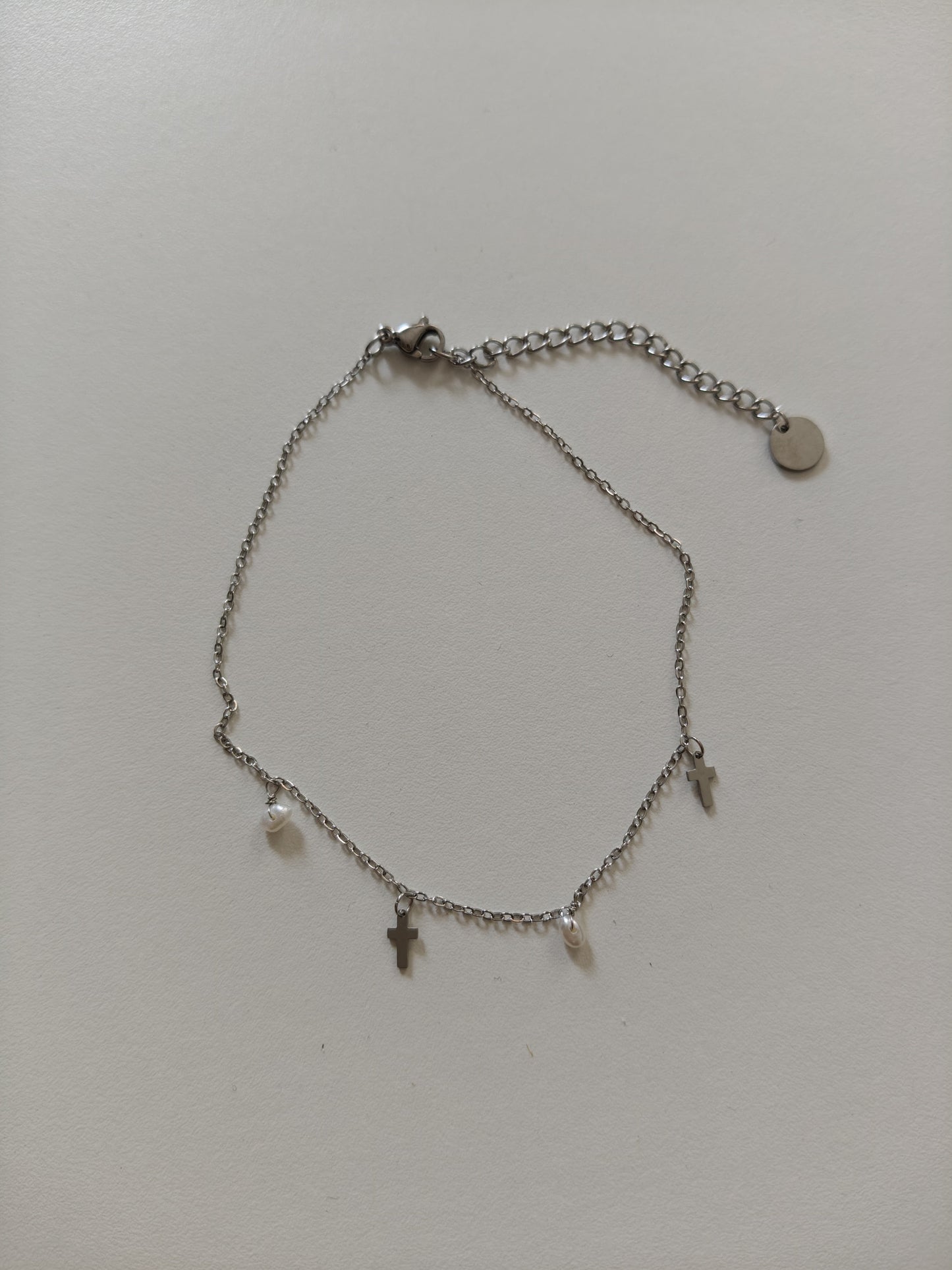 Bracelet de cheville en acier inoxydable avec croix
