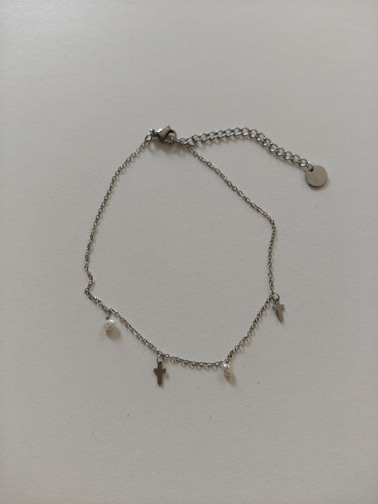 Bracelet de cheville en acier inoxydable avec croix