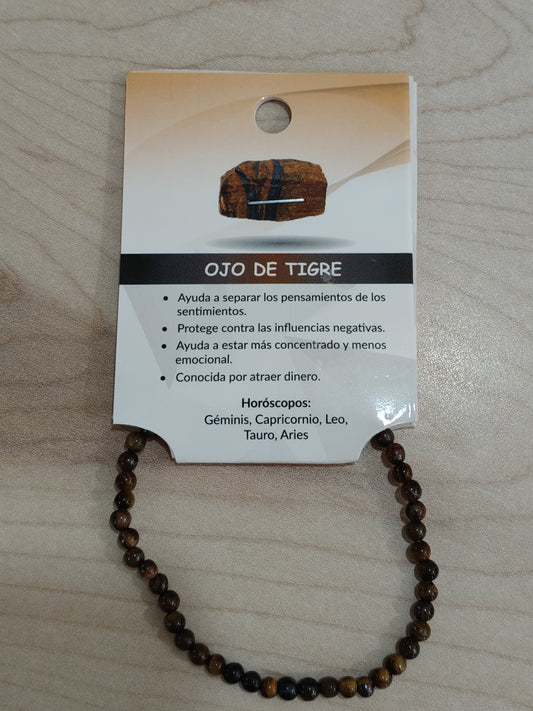 Pulsera piedra natural Ojo de tigre 4mm