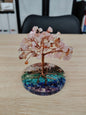 Arbre à copeaux de quartz rose et de cornaline