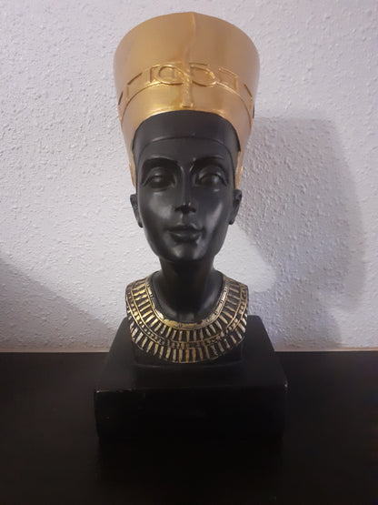 Figurine en résine Néfertiti noire/dorée