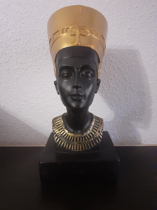 Figura resina Nefertiti negro/dorado