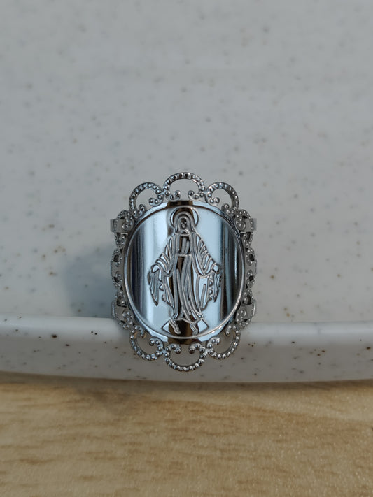 Anillo de acero inoxidable Virgen de la Milagrosa