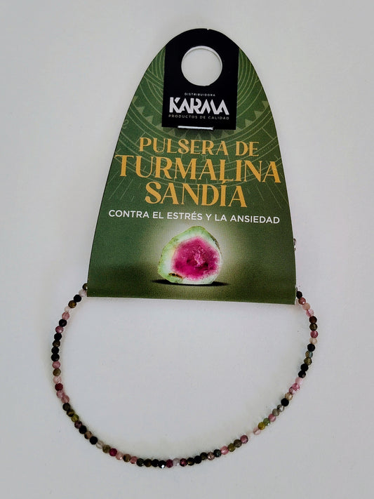 Pulsera turmalina sandia facetada 2mm