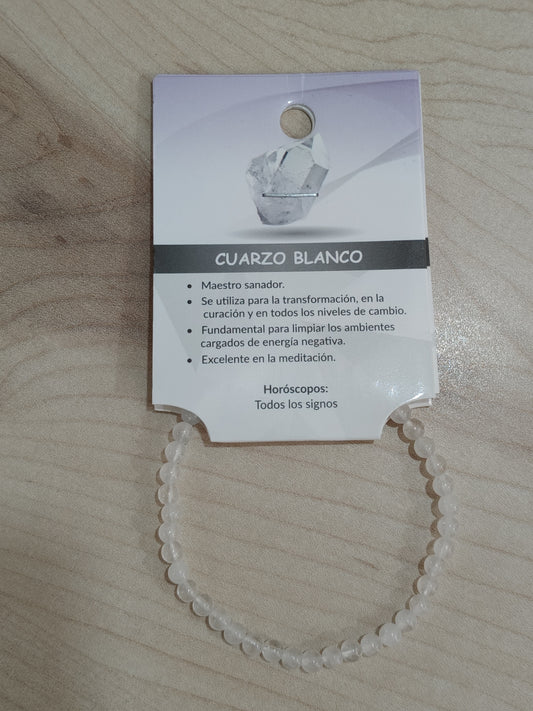 Pulsera piedra natural Cuarzo blanco 4mm