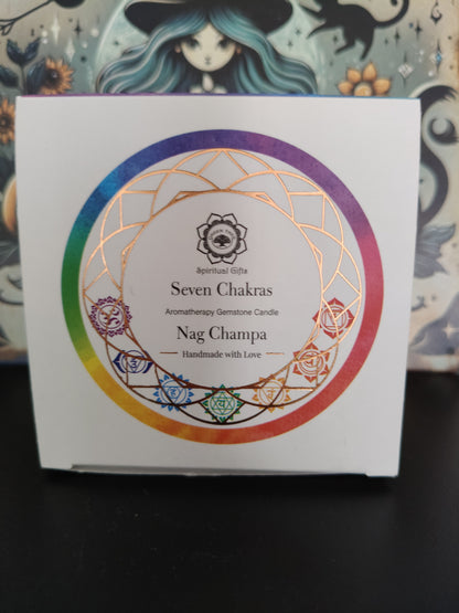 Vela Nag Champa con piedras 7 Chakras 70grs