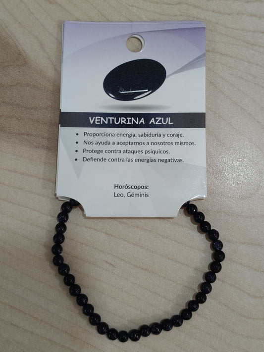 Bracelet en pierre naturelle Aventurine bleue 4 mm