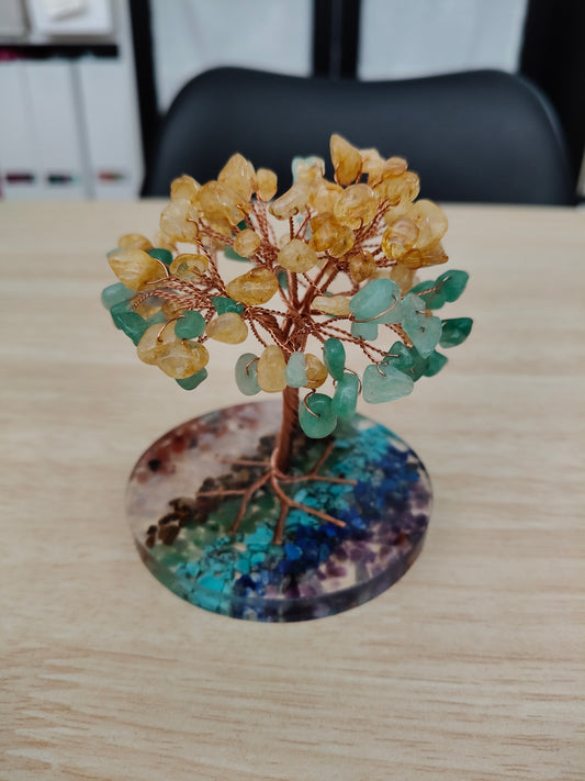 Árbol con chips de citrino y aventurina