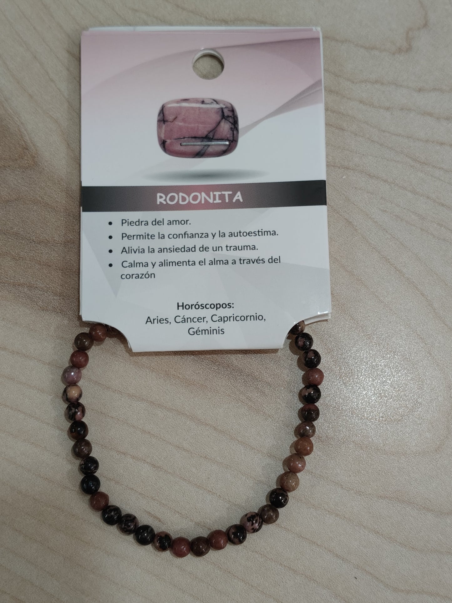 Bracelet en pierre naturelle Rhodonite 4 mm