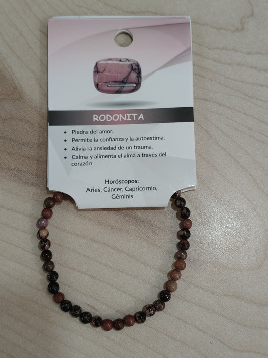 Bracelet en pierre naturelle Rhodonite 4 mm