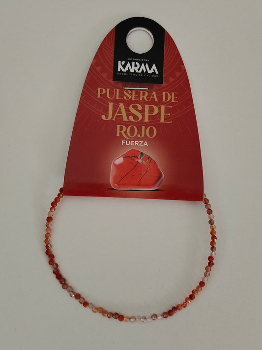 Pulsera jaspe rojo facetada 2mm