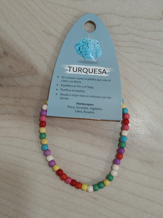 Bracelet en pierre naturelle turquoise multicolore 4 mm