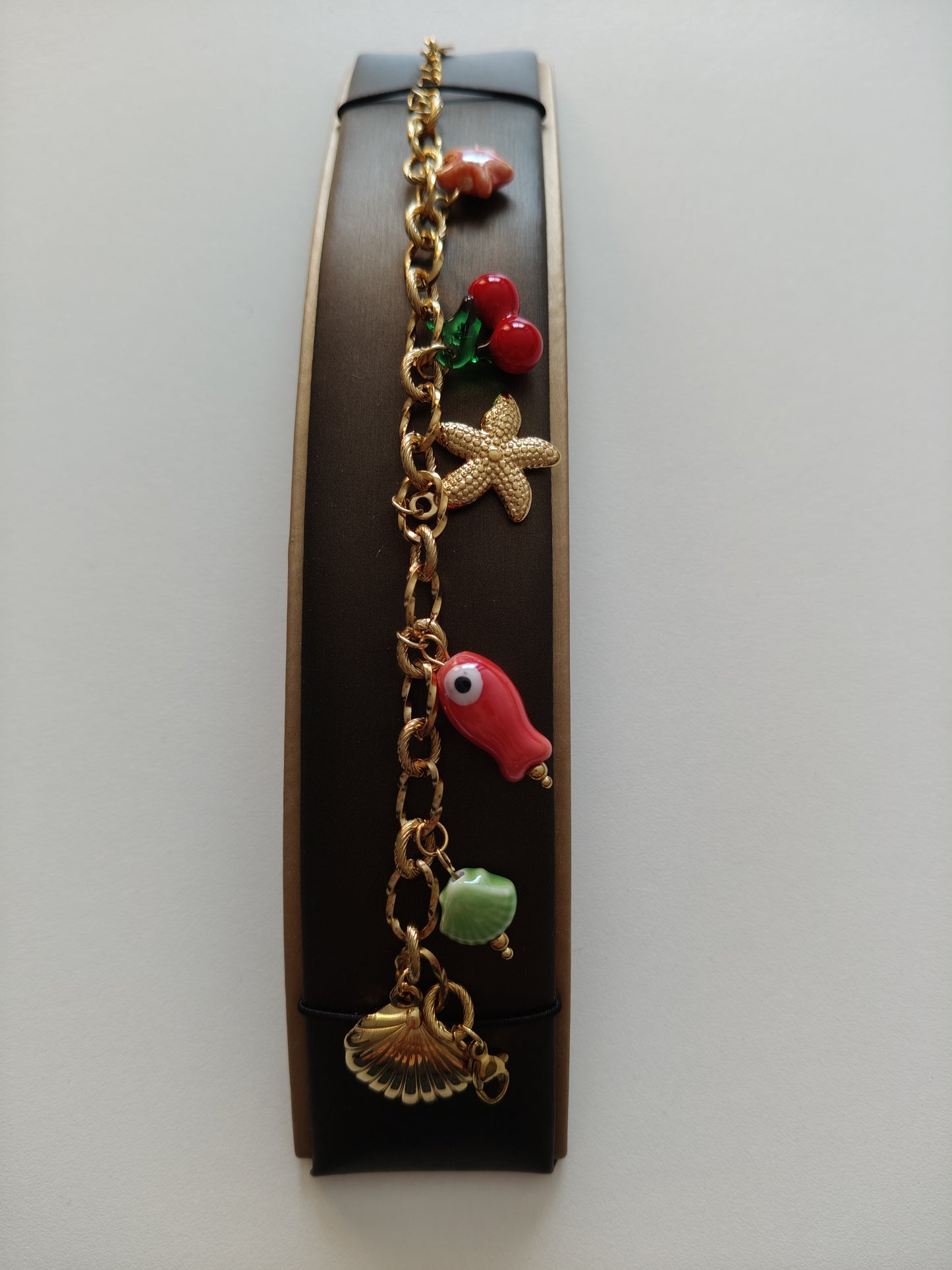 Pulsera acero inoxidable con dijes veraniegos
