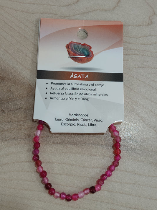 Pulsera piedra natural Ágata 4mm