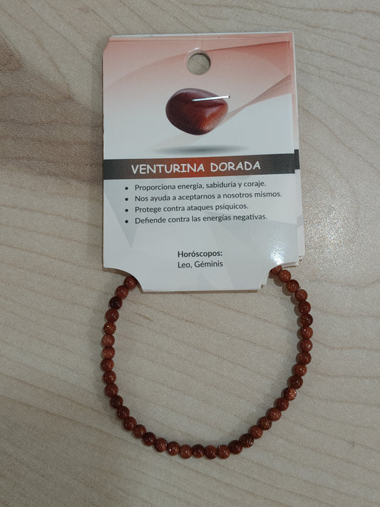 Bracelet en pierre naturelle Aventurine dorée 4 mm