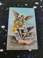 Estampa del Arcangel Miguel con oración en la parte trasera