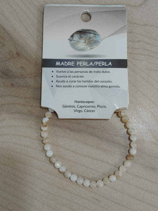 Pulsera piedra natural madre perla 4mm
