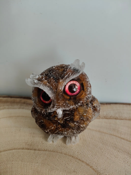 Hibou en pierre naturelle œil de tigre