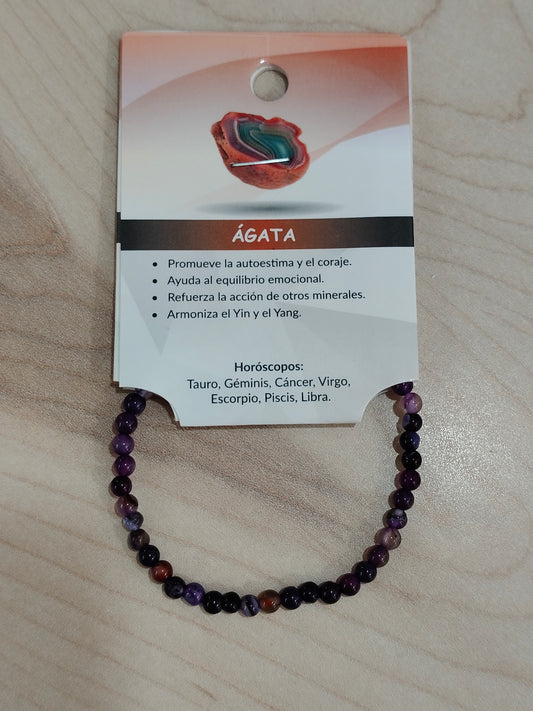 Pulsera piedra natural Ágata morada 4mm