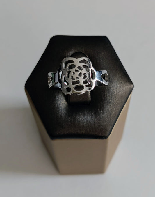Anillo flor acero inoxidable (regulable)