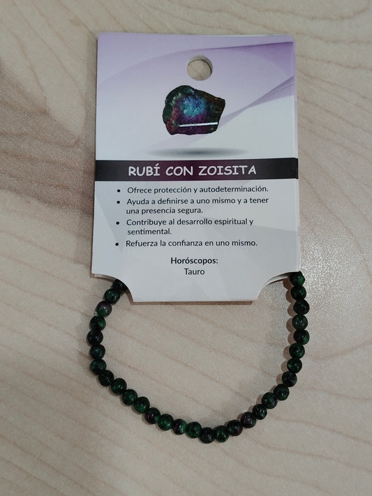 Bracelet en pierre naturelle Rubis avec Zoisite 4 mm