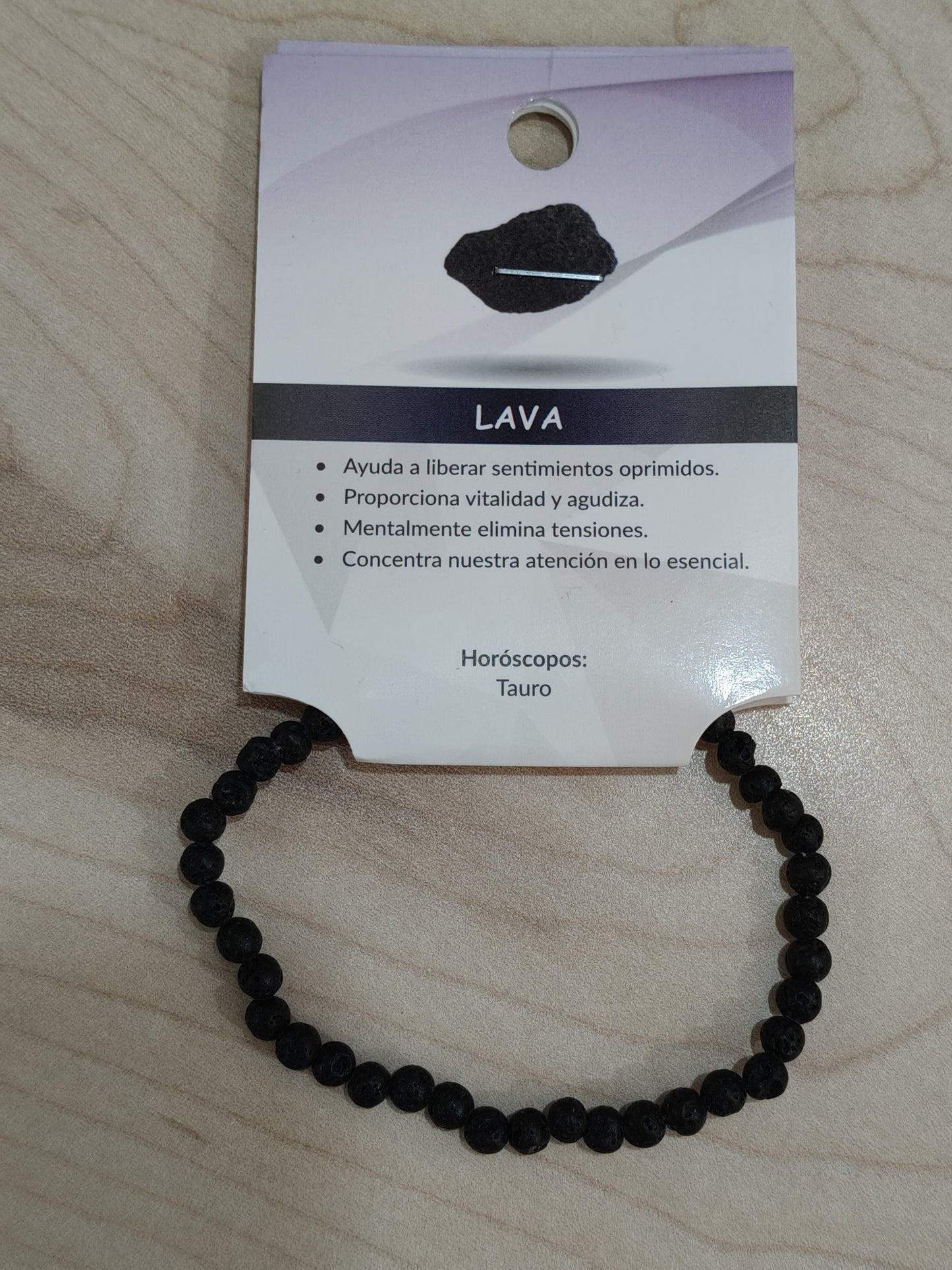 Pulsera piedra natural piedra lava 4mm