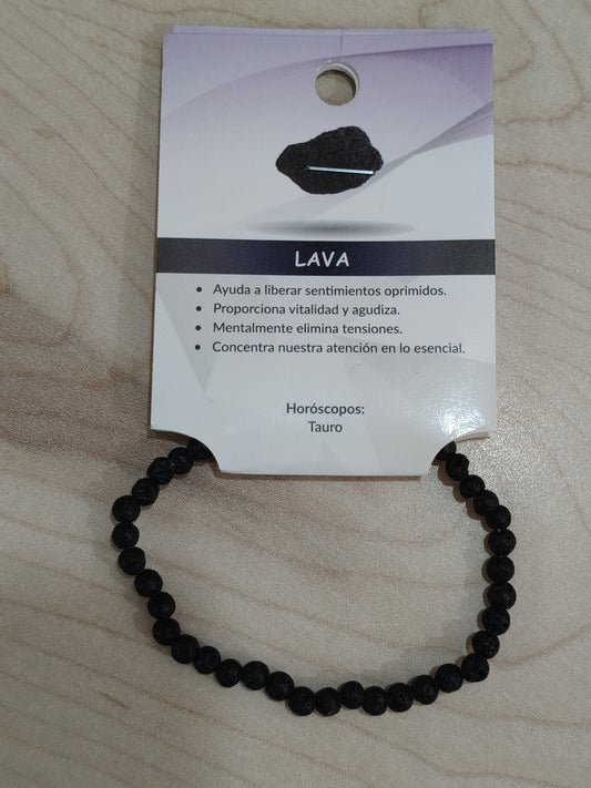 Pulsera piedra natural piedra lava 4mm