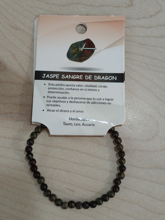 Pulsera piedra natural jaspe de dragón 4mm