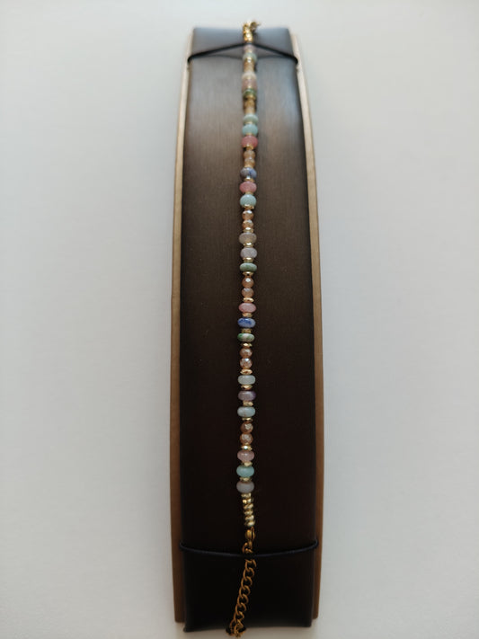 Bracelet en acier avec pierre naturelle et pierres diverses