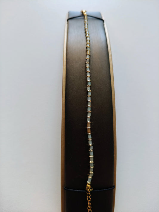 Bracelet en acier avec pierre naturelle d'Amazonite