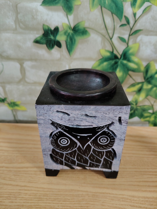 Brûleur en pierre à motif hibou pour huiles essentielles