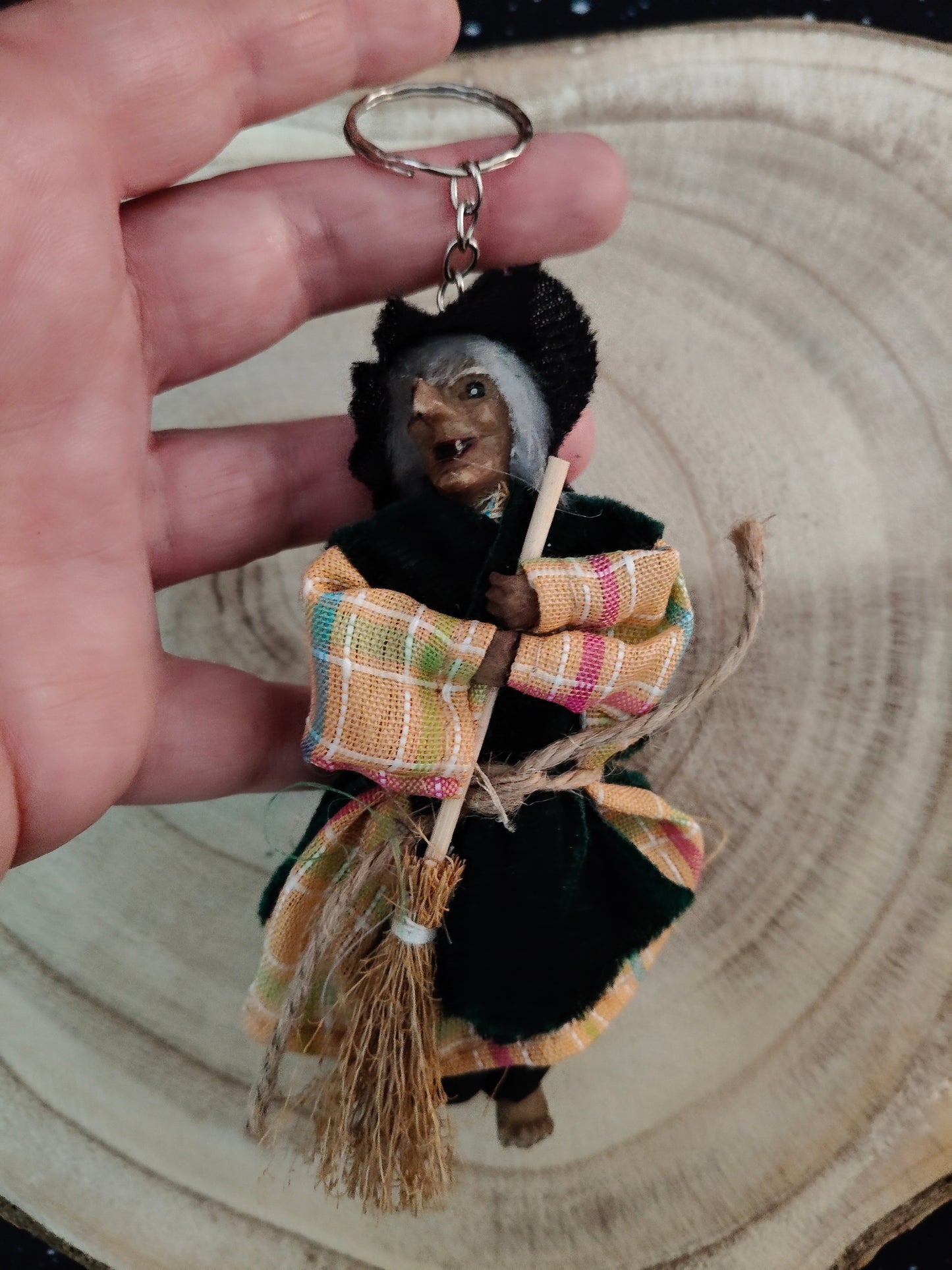 Witch keychains measuring approximately 12cm.