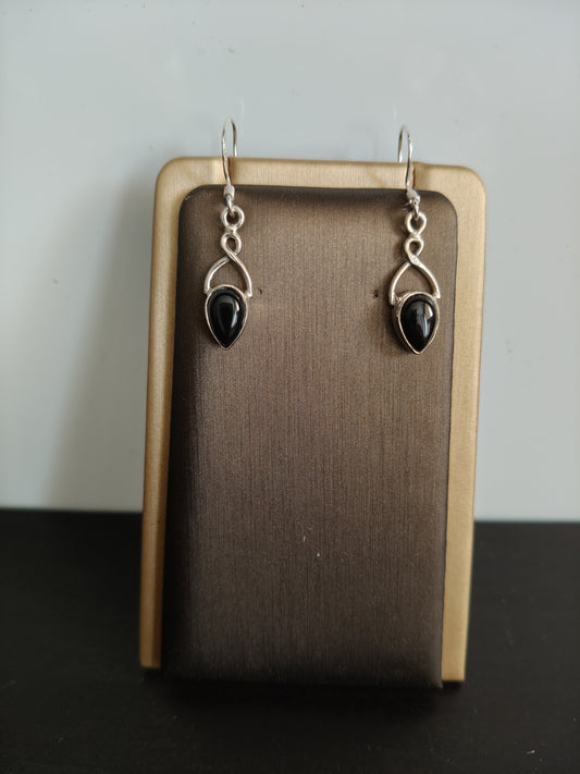 Boucles d'oreilles en argent sterling avec pierre d'onyx